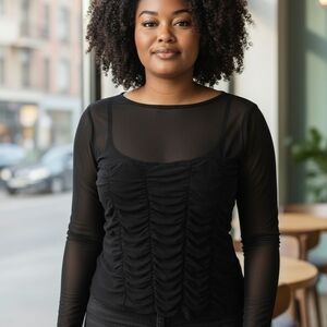 Torrid Elegant Black Ruched Women's Top Size 2